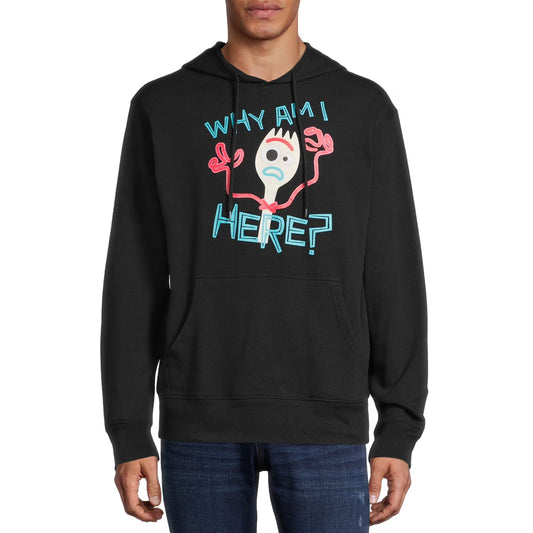 Men's Black Disney Toy Story Forkie Why Am I Here Hoodie Sweatshirt