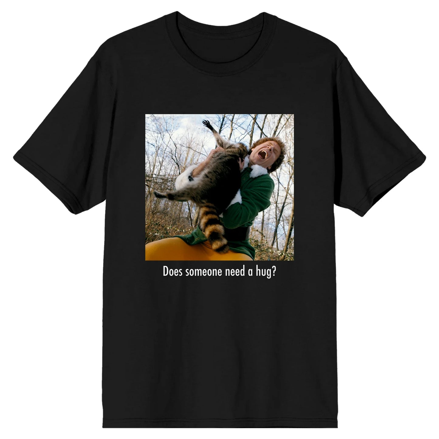 Men's Black Elf Someone Needs A Hug Graphic Tee T-Shirt