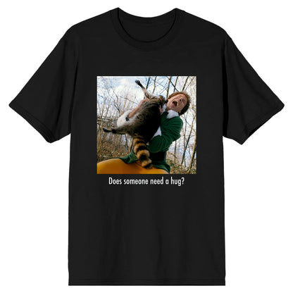 Men's Black Elf Someone Needs A Hug Graphic Tee T-Shirt