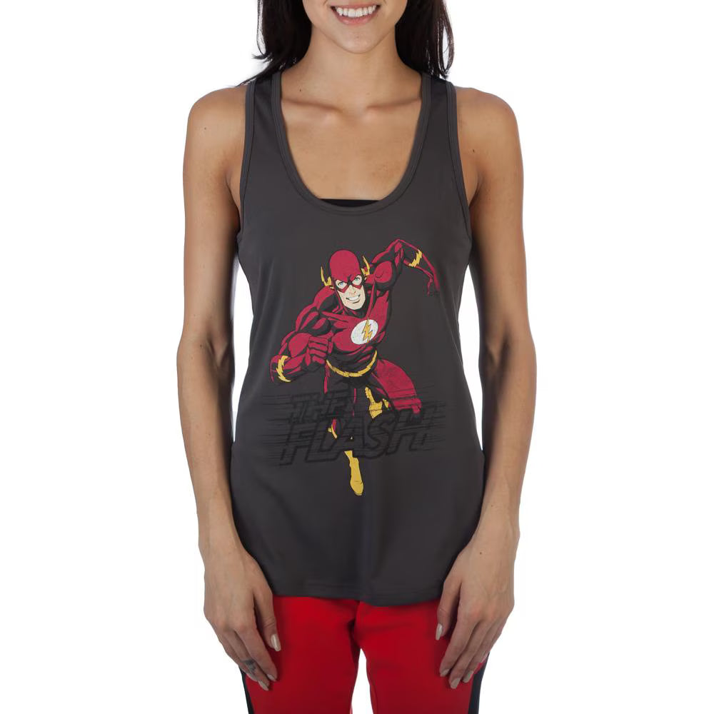 Women Junior's DC Comics The Flash Mesh Razorback Tank Top