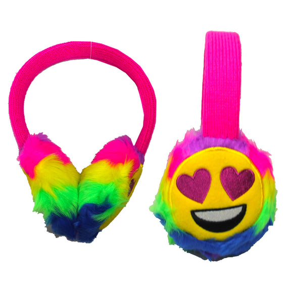Girls Rainbow Emoji Faux Fur Earmuffs