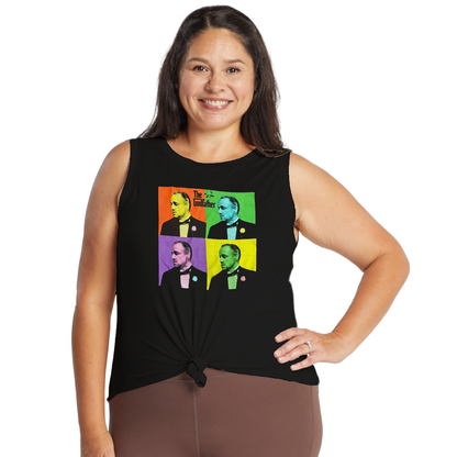 Women Juniors The Godfather Graphic Tie Front Tank Top