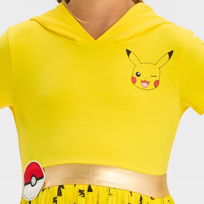Girls' Pokémon Pikachu Cosplay Short Sleeve Tutu Dress - Gold/Black/Yellow