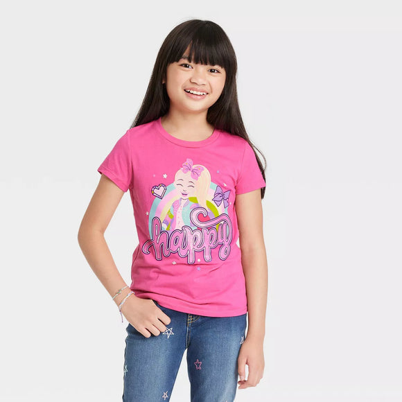 Girls' JoJo Siwa 'Happy' Short Sleeve Graphic T-Shirt Pink