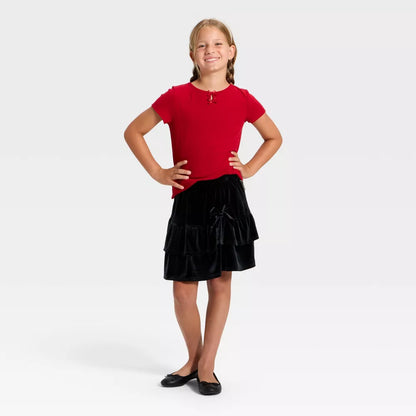 Girls' Miffy Velour Ruffle Skirt - Black