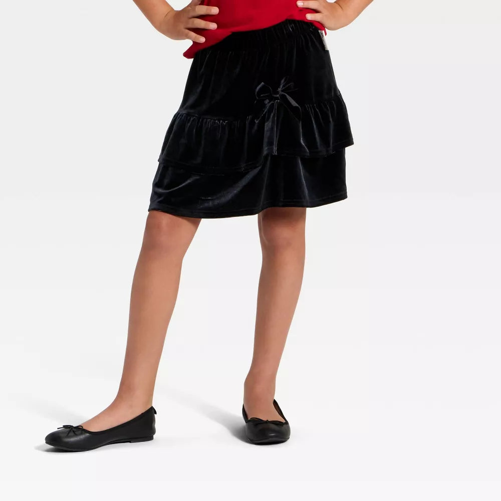 Girls' Miffy Velour Ruffle Skirt - Black