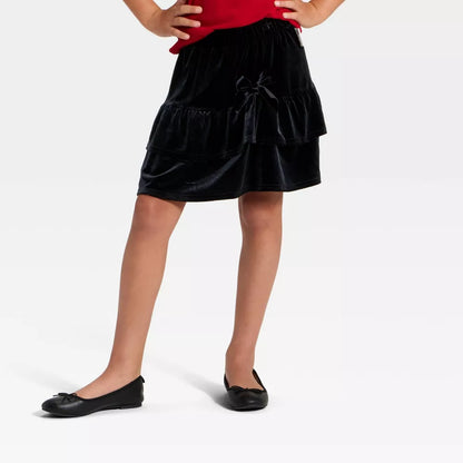 Girls' Miffy Velour Ruffle Skirt - Black