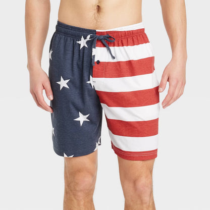Men's Americana USA Flag pajama lounge shorts by Mad Engine, featuring red, white, and blue flag design and comfortable fabric.