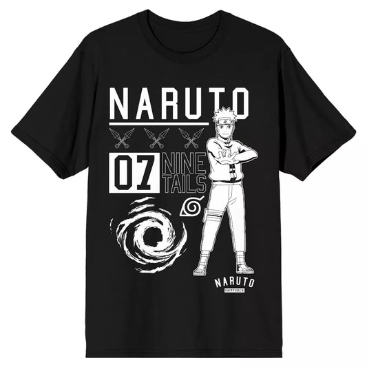 Men's Naruto 07 Nine Tails Black Graphic Tee T-Shirt