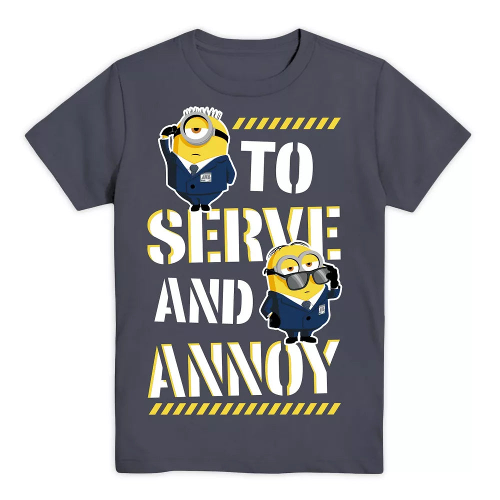 Boys Minions o Serve and Annoy Bob Stuart Short Sleeve Graphic Tee T-Shirt