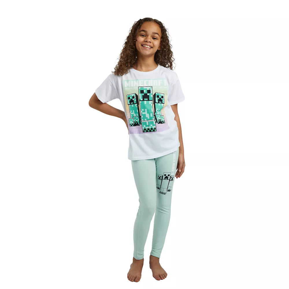 Minecraft Creepers Girl's Short-Sleeve Tee and Leggings 2-Piece Set