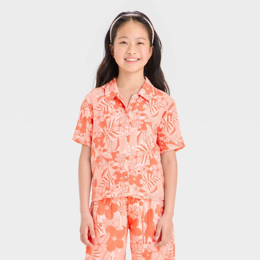 Disney Girls' Moana Gauze Cabana Top - Orange