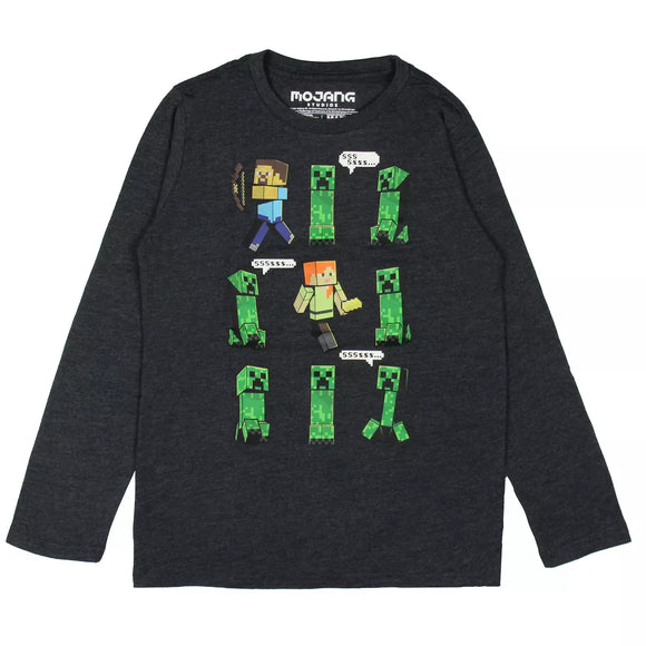 Boys' Minecraft Alex And Steve Among Creepers Long-Sleeve Graphic T-Shirt