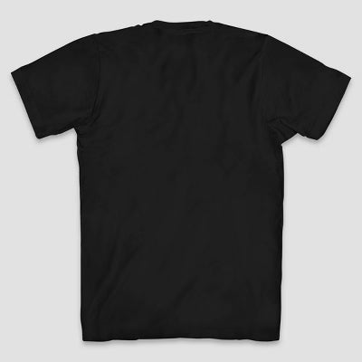 Black t-shirt on a light gray background
