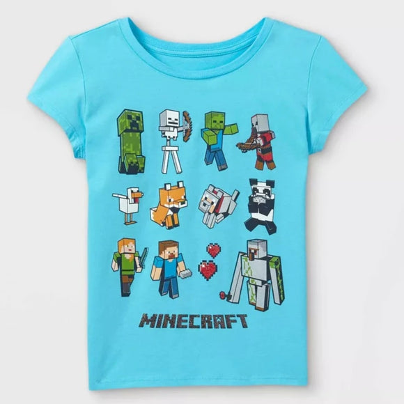 Girls' Minecraft Characters Short Sleeve Graphic T-Shirt Blue
