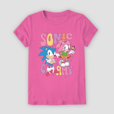 Girls' Sonic the Hedgehog Short Sleeve Graphic T-Shirt Pink