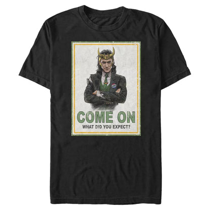 Men's Marvel Come On What Did You Expect T-shirt by Mad Engine featuring a comic-inspired poster design.