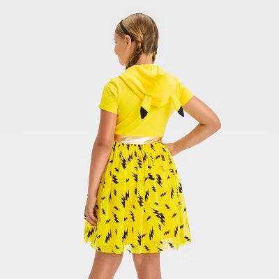 Girls' Pokémon Pikachu Cosplay Short Sleeve Tutu Dress - Gold/Black/Yellow