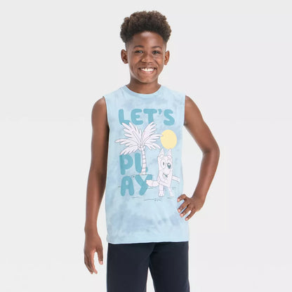 Boys' Bluey Mineral Wash Tank Top - Blue
