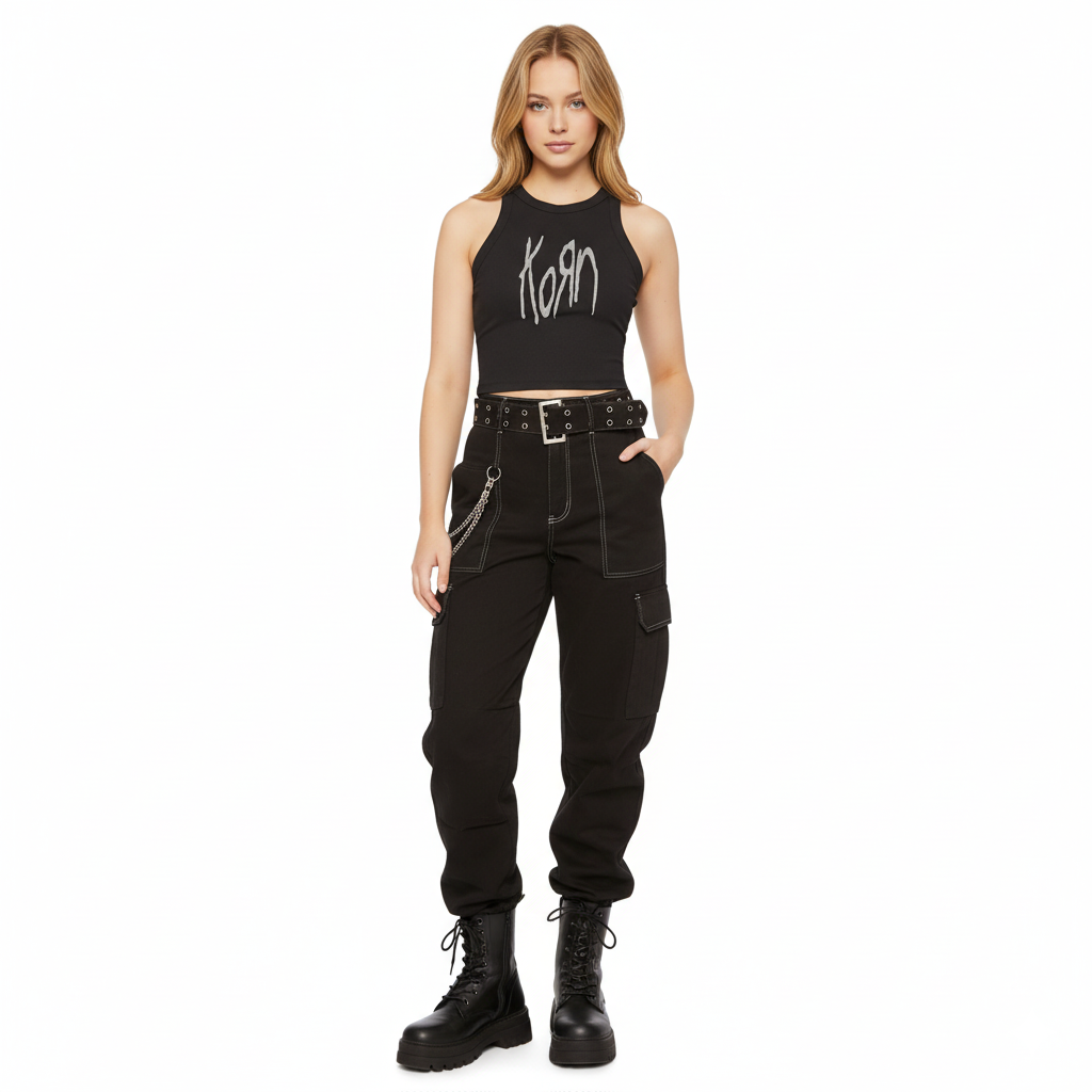 Women's plus size Korn graphic tank top from Rex Distributor, Inc. featuring a stylish design on a casual sleeveless shirt.