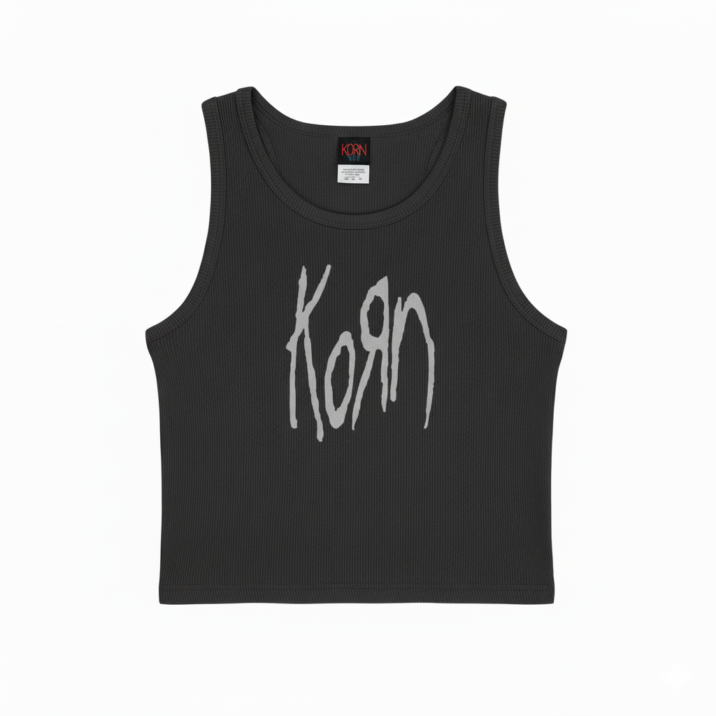 Plus size women's Korn graphic tank top by Rex Distributor, Inc. featuring bold band logo and casual sleeveless design.