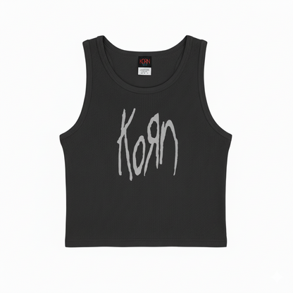 Plus size women's Korn graphic tank top by Rex Distributor, Inc. featuring bold band logo and casual sleeveless design.