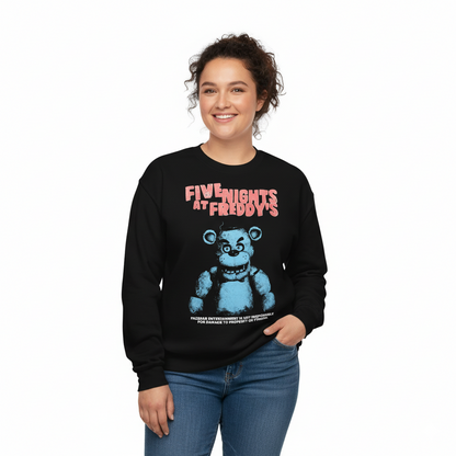 Women Junior's Five Nights At Freddy's Jumbo Print Graphic Sweater