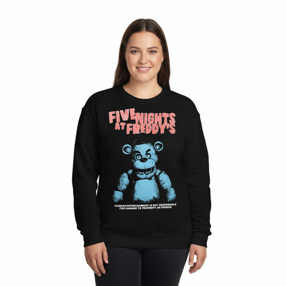 Women Junior's Five Nights At Freddy's Jumbo Print Graphic Sweater