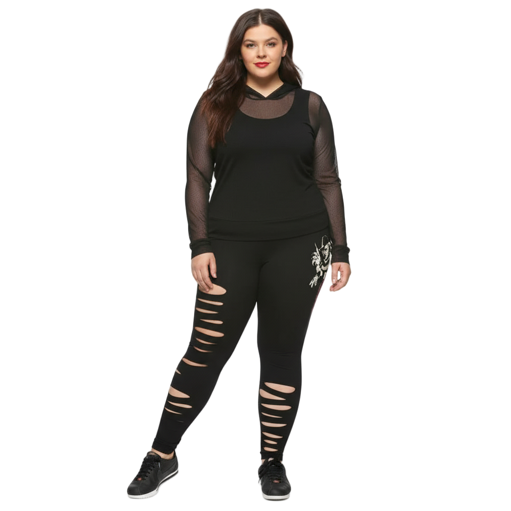 Women's Freddy Krueger leggings from A Nightmare on Elm Street featuring horror-themed graphic print, stretchy fabric, and comfortable fit.