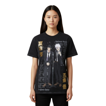Men's Jujutsu Kaisen Gojo & Geto Mineral Wash T-Shirt Tee
