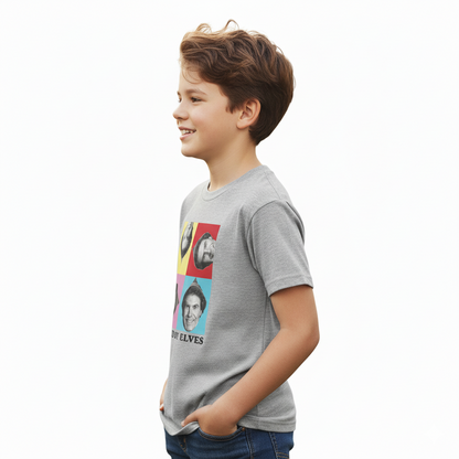Boy's Youth Grey Heather Elf Raised by Elves Graphic Tee T-Shirt
