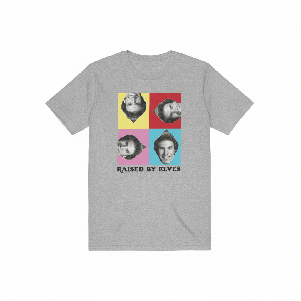 Boy's Youth Grey Heather Elf Raised by Elves Graphic Tee T-Shirt