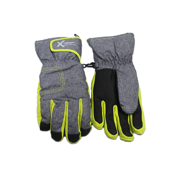 Kid's Grey Yellow Hanes Comfort Soft Winter Gloves Size 8-16