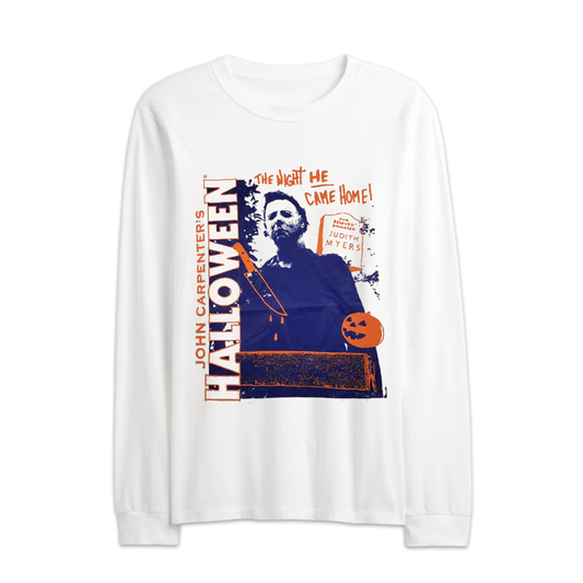 Men's Halloween Michael Myers Tombstone Graphic Long Sleeve Shirt Tee