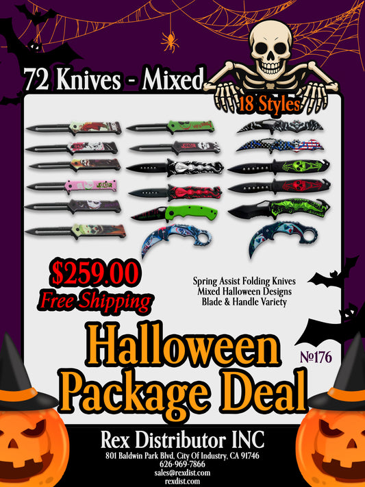 Package Deal #176 - Halloween Package 72 Mixed Folding Knives - Free Shipping