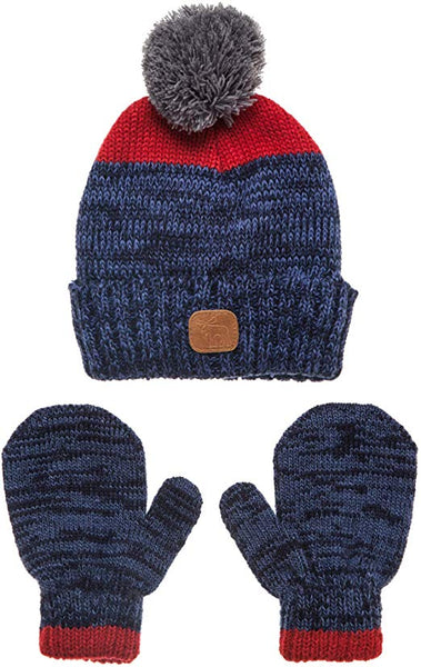 Kids Toddler Hanes Marled Knit Cuffed Beanie with Gloves