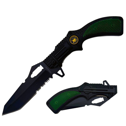 KN 1478-GN 5" Assist-Open Knife - Green Pistol Handle Design