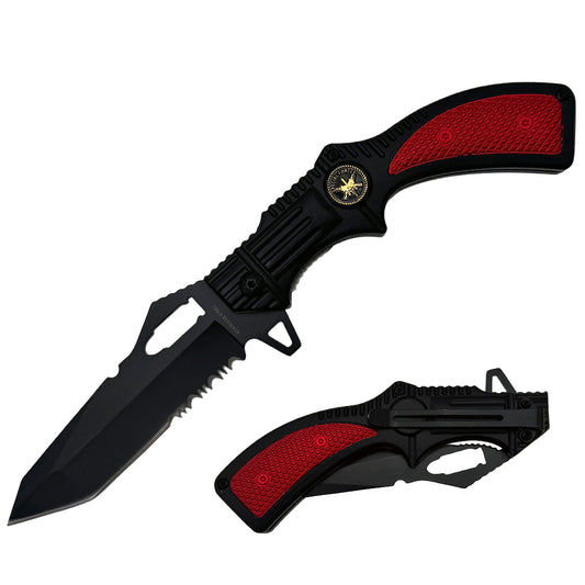 KN 1478-RD 5" Assist-Open Knife - Red Pistol Handle Design