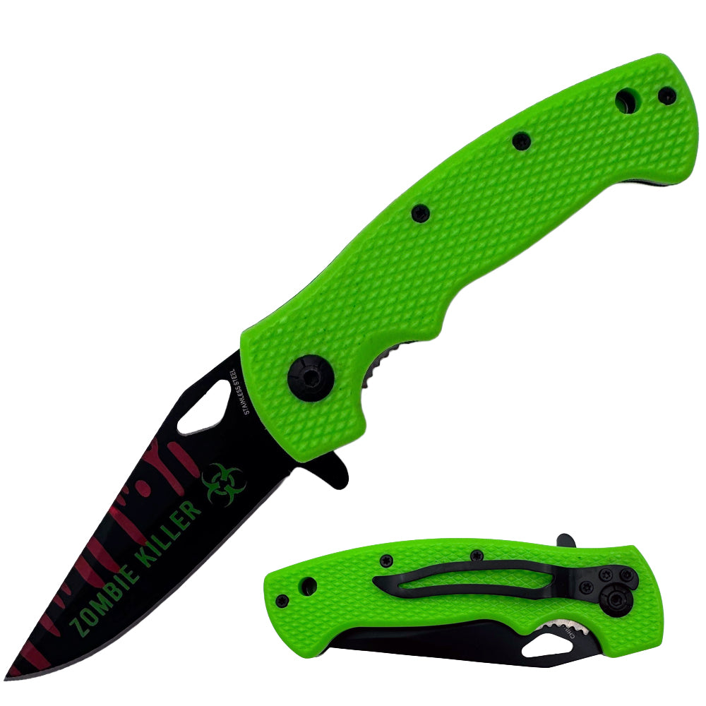 KN 1587 4.5" Assist-Open Knife - Zombie Killer Textured ABS Handle