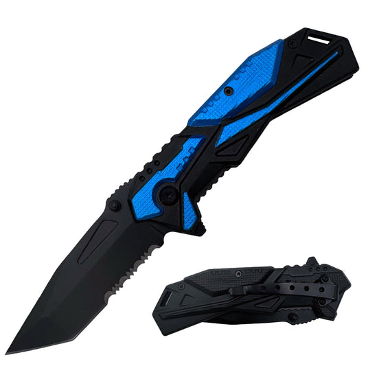 KN 1810-BL 4.5" Assist-Open Knife - Blue Shadow Tanto Blade