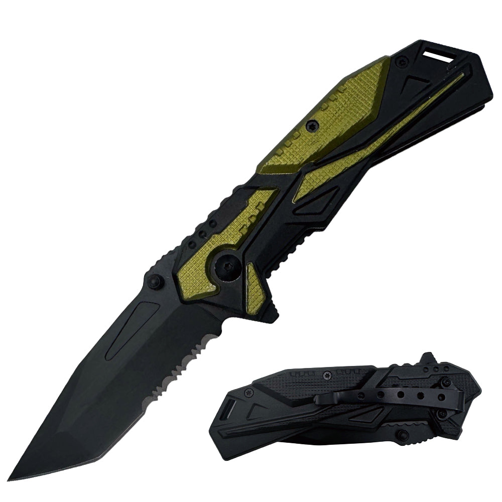 KN 1810-GN 4.5" Assist-Open Knife - Green Shadow Tanto Blade