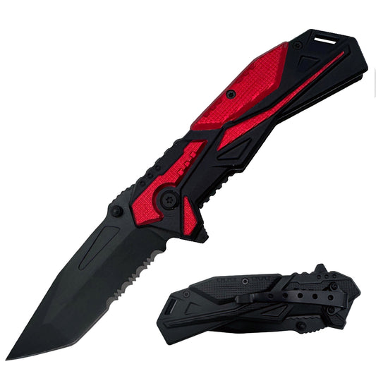 KN 1810-RD 4.5" Assist-Open Knife - Red Shadow Tanto Blade