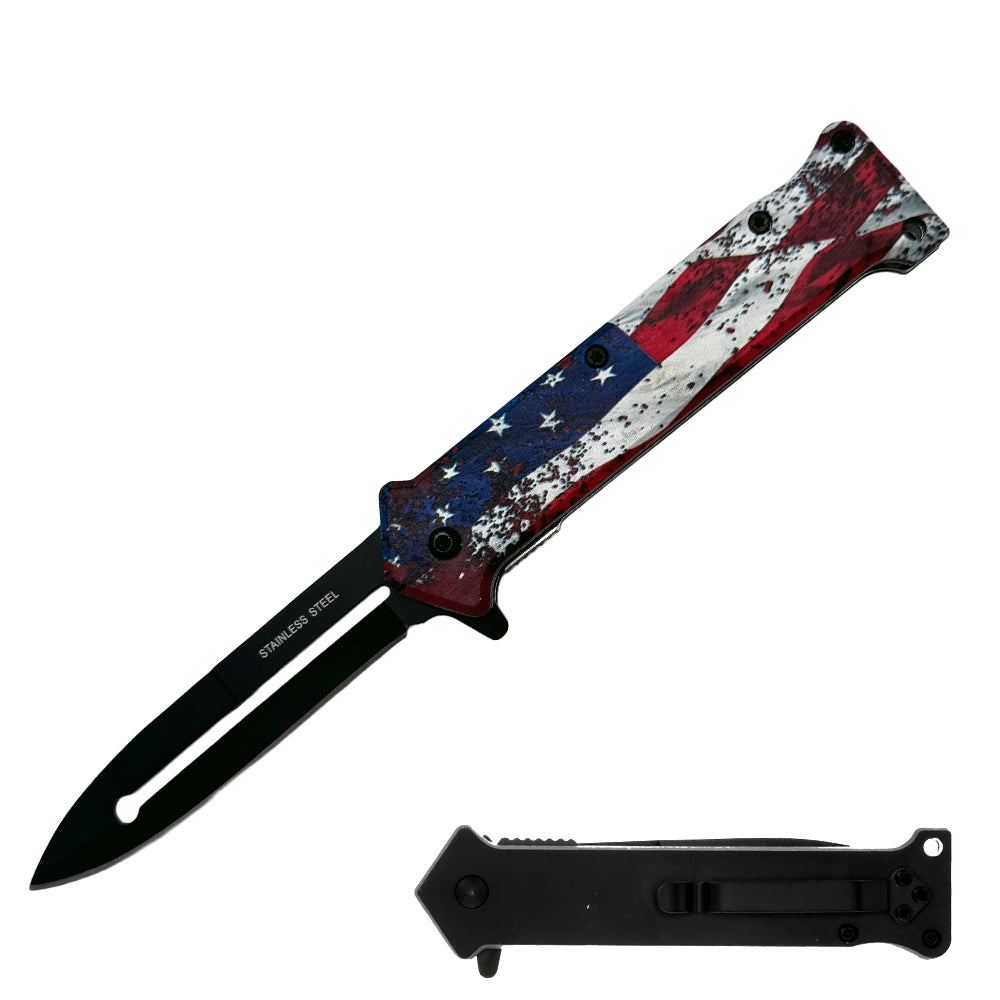 KN 1960 4.5" Assist-Open Folding Knife - Flag Handle