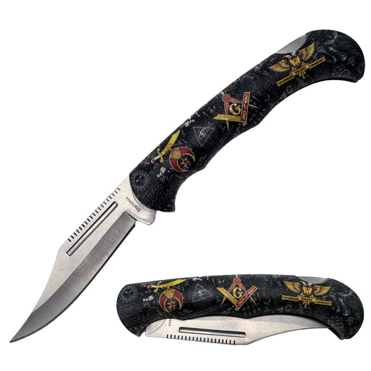 KN 1967 4" Masonic Symbol Handle Folding Pocket Knife