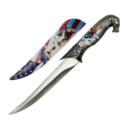 Rex Distributor KN 1983-HR 13.75-inch Stars and Stripes horse head fixed blade dagger