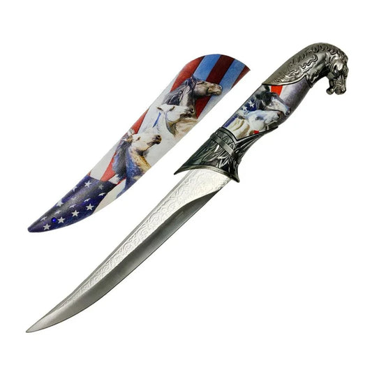 Rex Distributor KN 1983-HR 13.75-inch Stars and Stripes horse head fixed blade dagger
