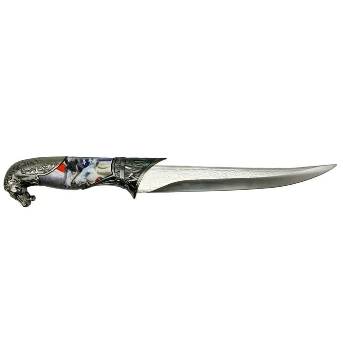 Rex Distributor KN 1983-HR 13.75-inch Stars and Stripes horse head fixed blade dagger