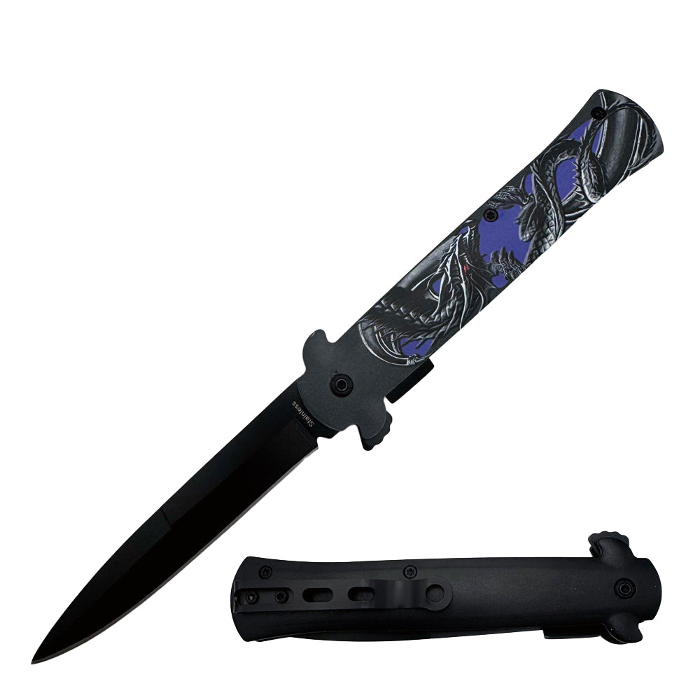 KN 1994-PL 5" Purple Dragon Assist-Open Handle Folding Knife