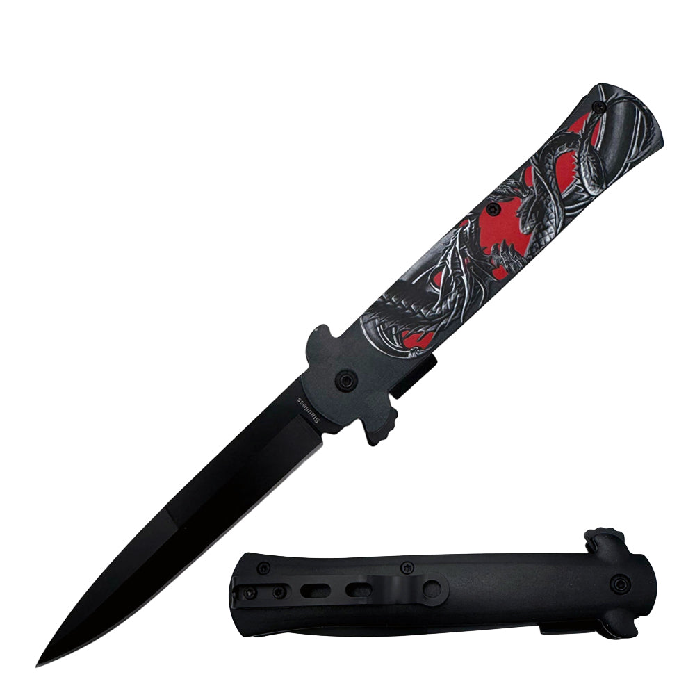 KN 1994-RD 5" Red Dragon Assist-Open Handle Folding Knife