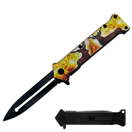 KN 1998-D 4.5" Assist-Open Knife - Deer Glow In The Dark Handle